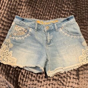 Desigual printed embroidered jean shorts